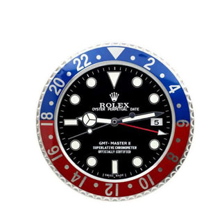 Blu & Red Rolex Wall Clock