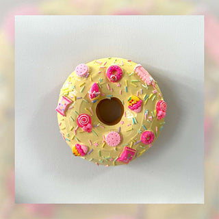Vanilla Donut With Pink Candy